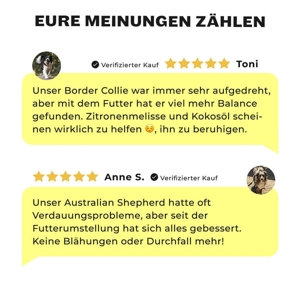 5-Sterne Kundenbewertungen für Happy Herders Trockenfutter für Hütehunde