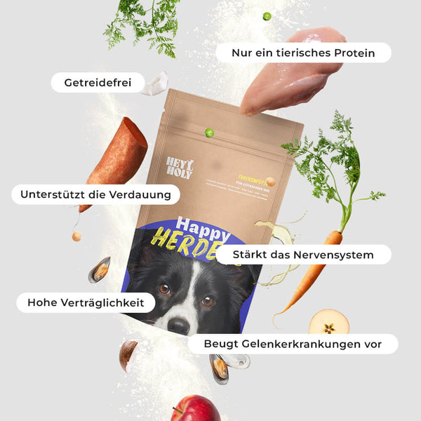HEY HOLY Happy Herders Trockenfutter Futterprobe Vorteile