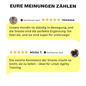 5-Sterne Kundenbewertungen für Happy Herders Snacks für Hütehunde