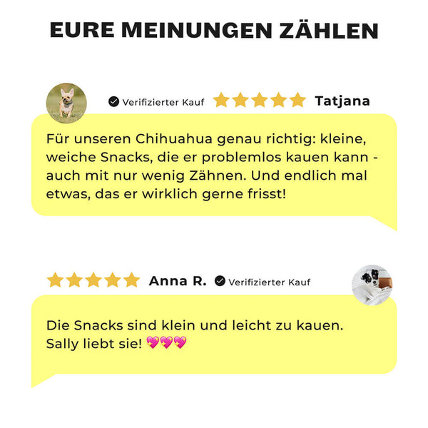 5-Sterne Kundenbewertungen für Marvelous Minis Snacks für kleine Hunde