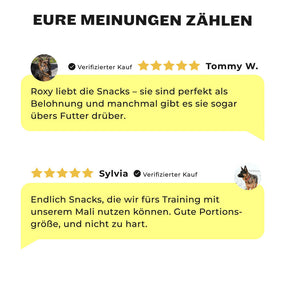5-Sterne Kundenbewertungen für Shine-Bright Shepherds Snacks für Schäferhunde