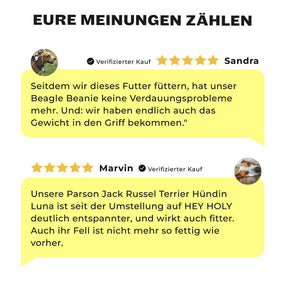 5-Sterne Kundenbewertungen für Hearty Hunters Trockenfutter für kleine Jagdhunde